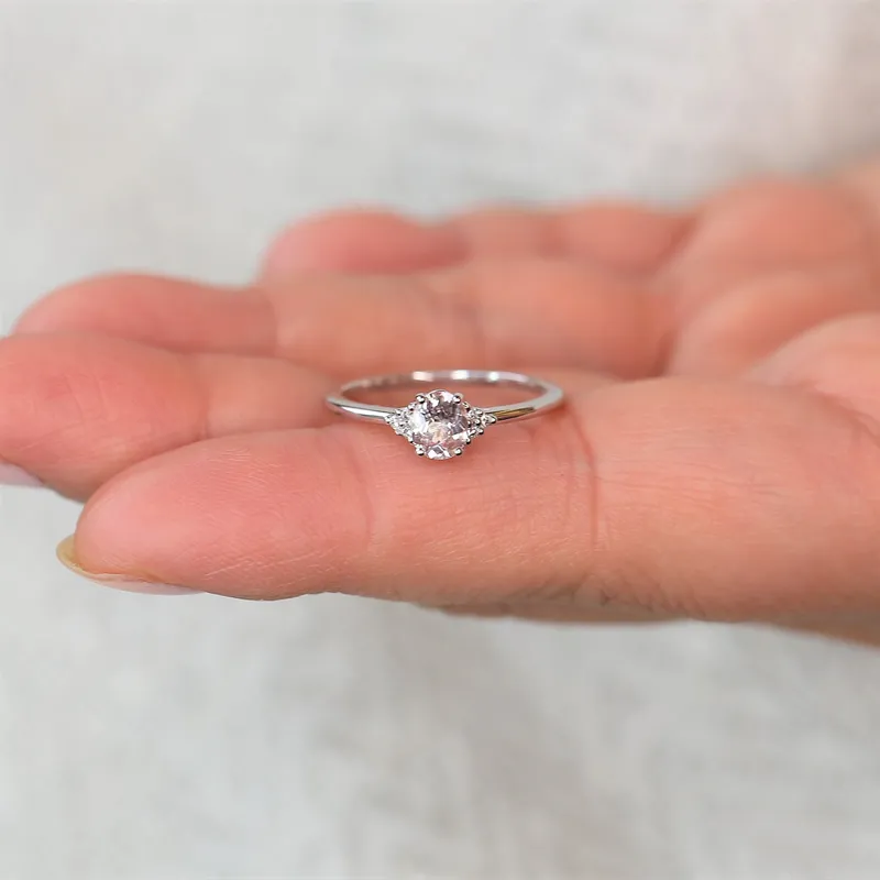 0.62ct Ready to Ship Juniper 14kt White Gold Blush Sapphire Diamond Oval Cluster Ring vy 2