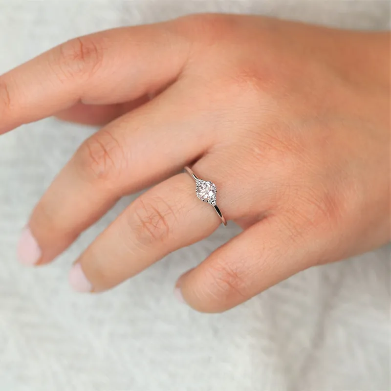 0.62ct Ready to Ship Juniper 14kt White Gold Blush Sapphire Diamond Oval Cluster Ring vy 3