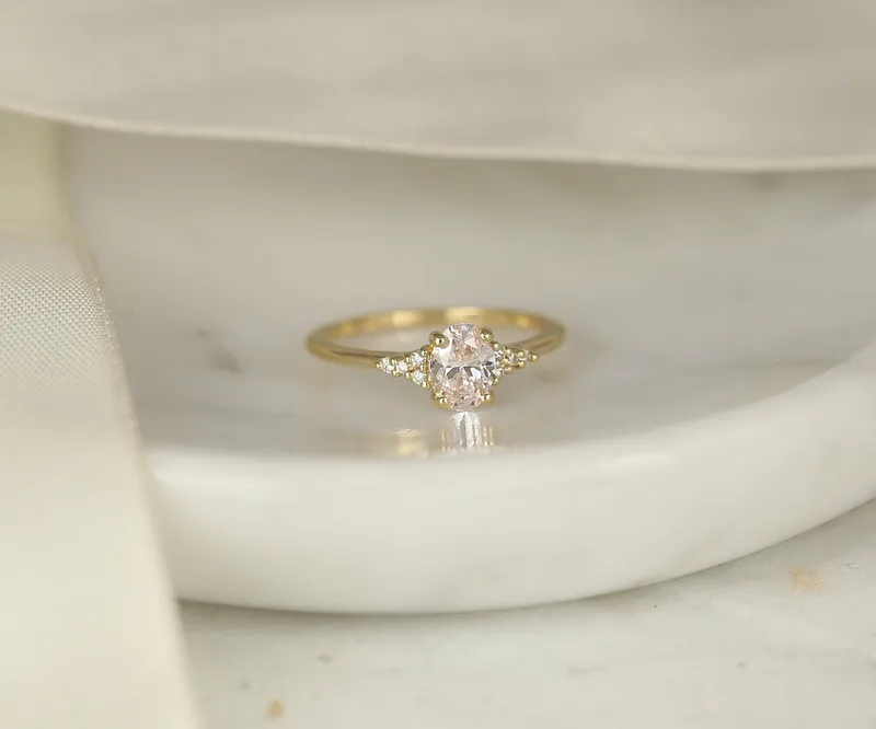 0.71ct Ready to Ship Maddy 14kt Gold Lab Diamond Art Deco Cluster Engagement Ring vy 2