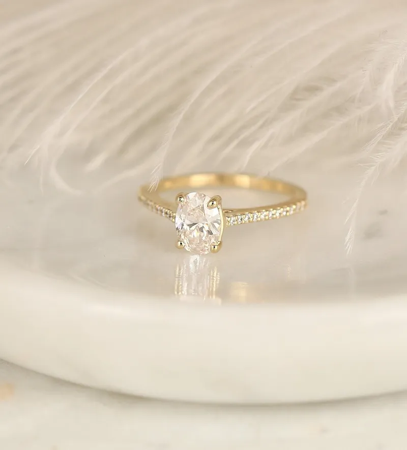 0.91ct Ready to Ship Blake 14kt Gold Diamond Oval Solitaire Ring view 2