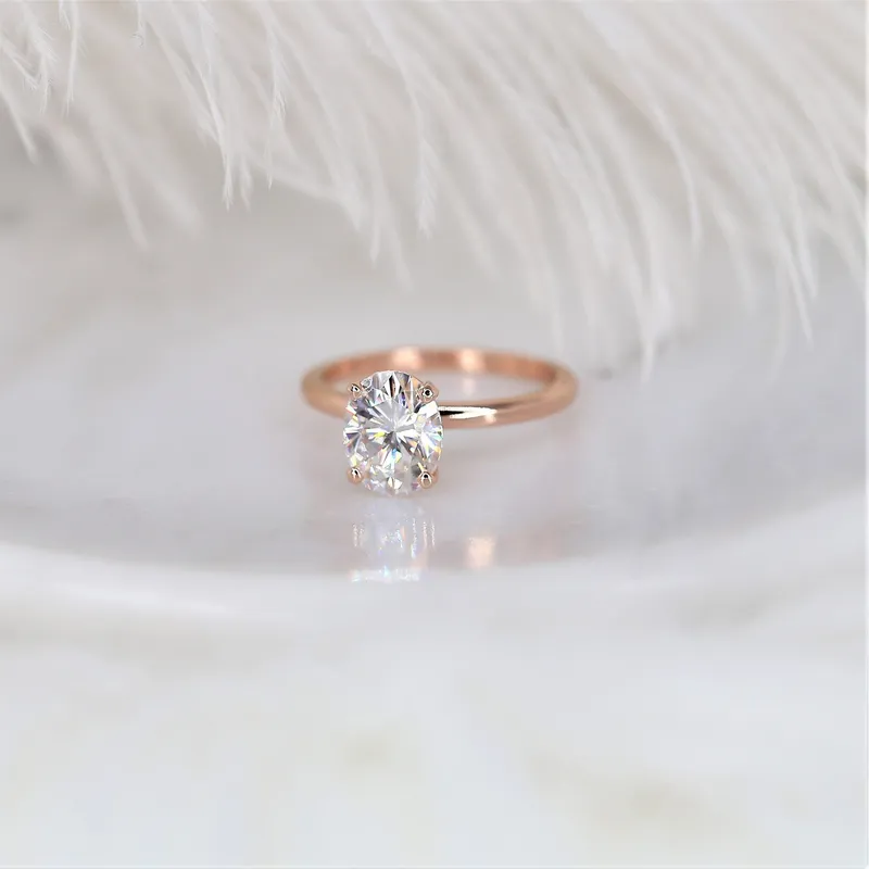 2ct Ready to Ship Dakota 9x7mm 14kt WHITE Gold Forever One Moissanite Minimalist Oval Solitaire Ring oval cut engagement ring