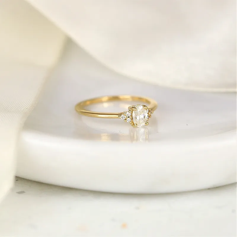 0.38ct Ready to Ship Juniper 14kt Gold Diamond Art Deco Oval Cluster Ring diamond oval cut engagement ring
