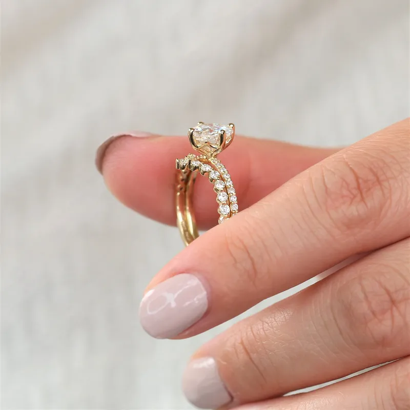 2cts Chelsea 8mm 14kt Gold Moissanite Diamond Compass Set Round Solitaire Ring diamond round cut engagement ring