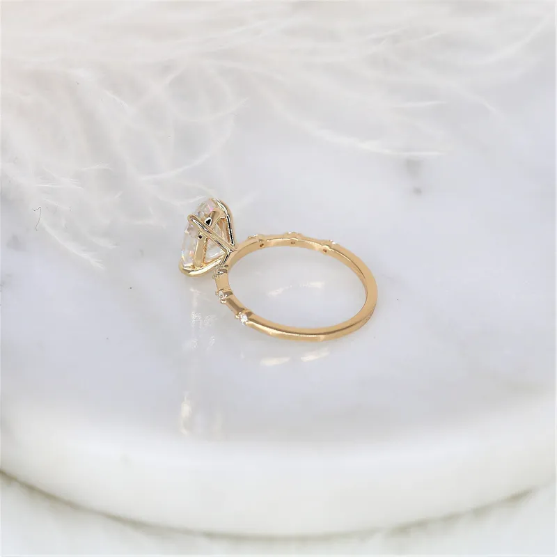 2.50ct Alix 10x7mm 14kt Gold NEO Moissanite Diamond Dainty Oval Solitaire Ring view 8