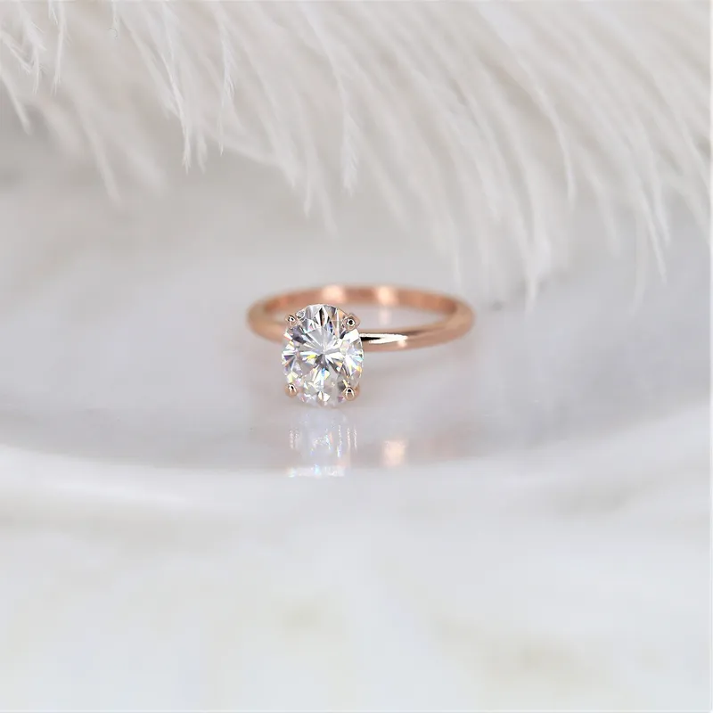 2ct Dakota 9x7mm 14kt Rose Gold Moissanite Oval Solitaire Ring oval cut engagement ring