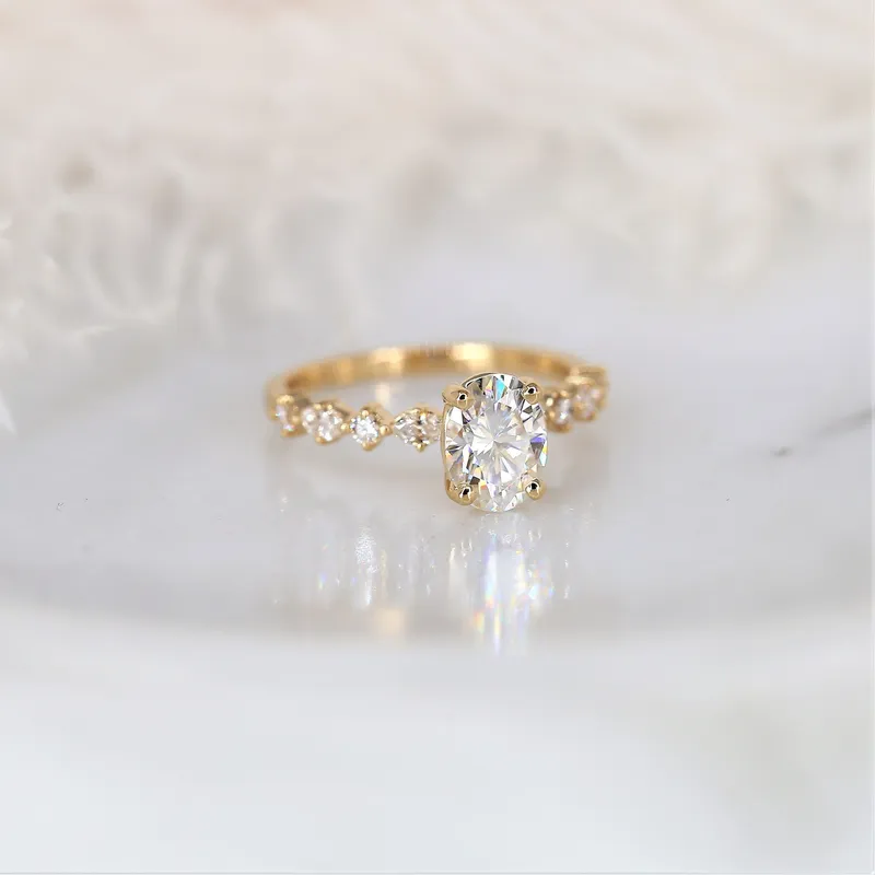 1.50ct Petite Coraline 8x6mm 14kt Moissanite Diamond Art Deco Oval Solitaire Ring diamond oval cut engagement ring