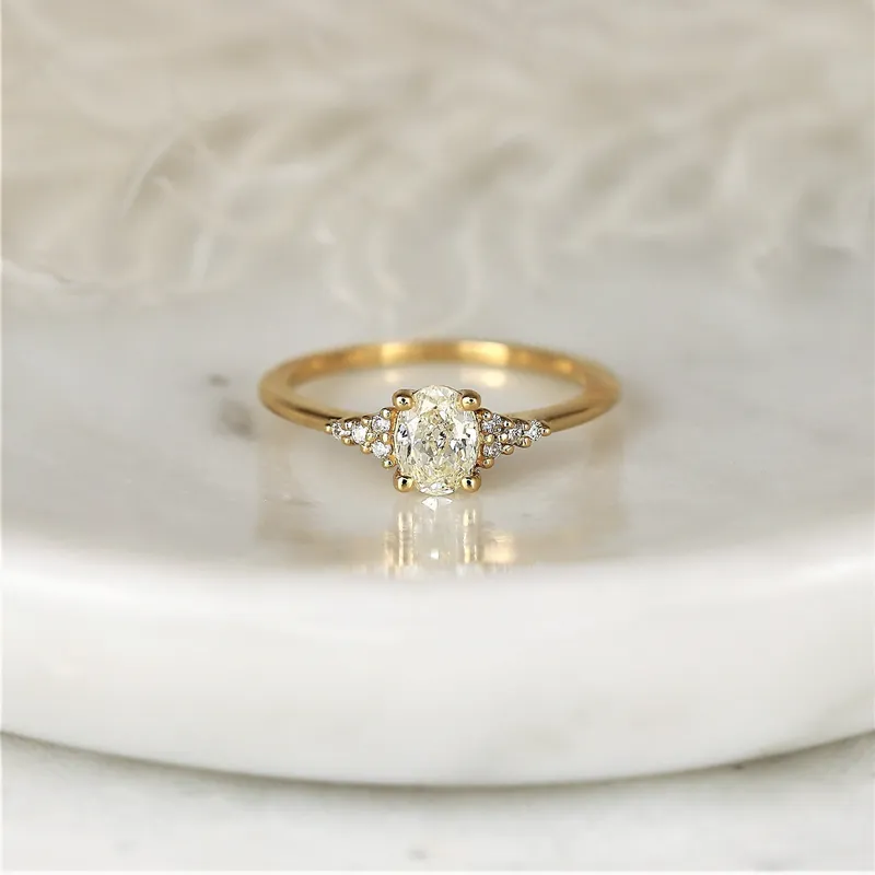 0.50ct Ready to Ship Maddy 14kt Gold Diamond Art Deco Oval Cluster Ring vy 4