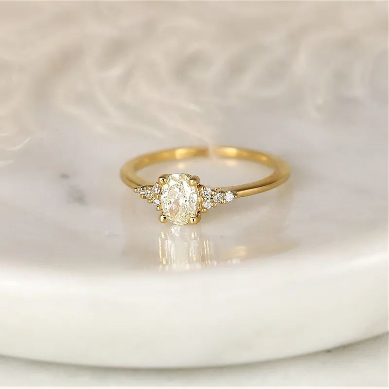 0.50ct Ready to Ship Maddy 14kt Gold Diamond Art Deco Oval Cluster Ring vy 3