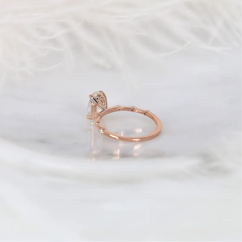 2ct Alix 9x6mm 14kt Gold NEO Moissanite Diamond Ultra Dainty Minimalist Oval Solitaire Ring vy 4