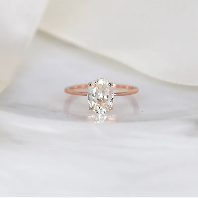 2.52ct Ready to Ship Layla 14kt Rose Gold White Sapphire Minimalist Oval Solitaire Ring view 3
