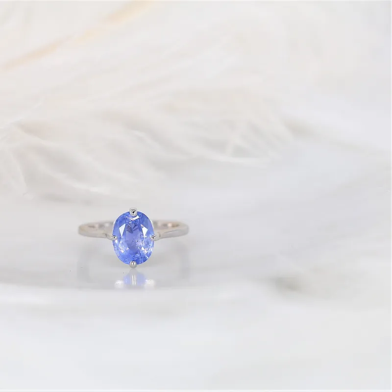 2.68cts Ready to Ship Reese 14kt White Gold Indigo Winter Galaxy Sapphire Compass Set Oval Solitaire Ring view 4