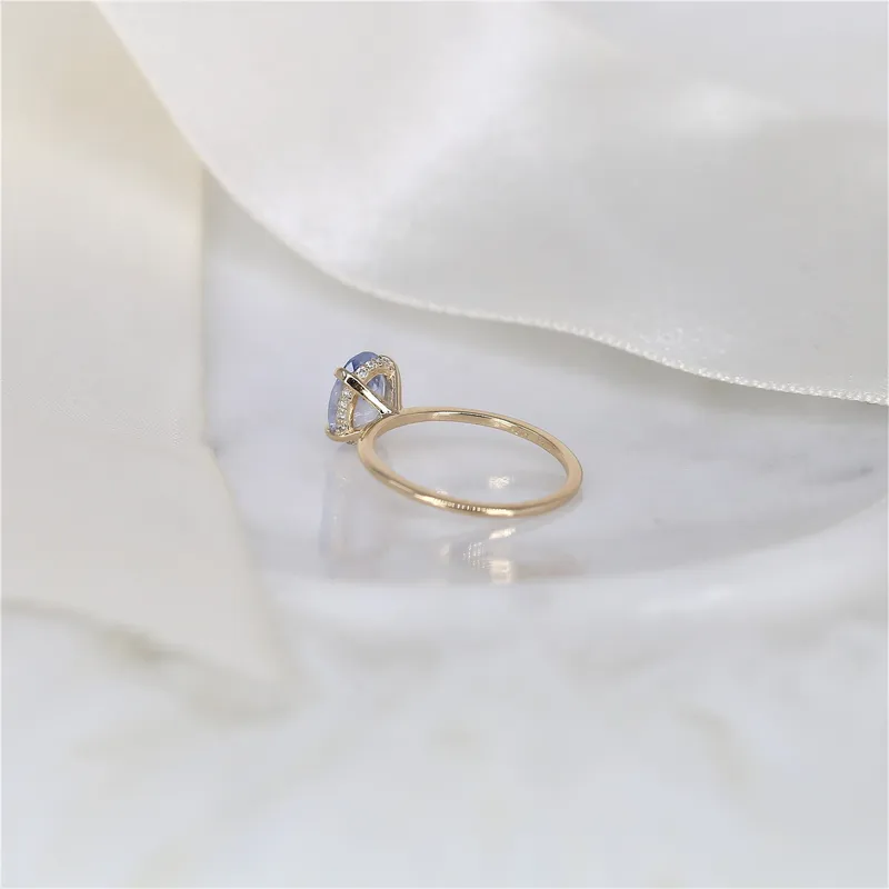 1.74ct Ready to Ship Audrey 14kt Gold Frosted Galaxy Cornflower Sapphire Hidden Halo Oval Solitaire Ring vy 2