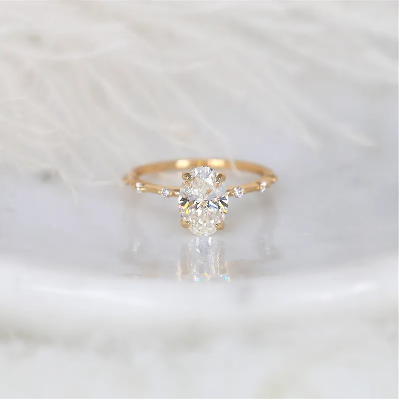 1.43ct Ready to Ship Alix 14kt Gold Diamond Dainty Minimalist Oval Solitaire Ring view 2