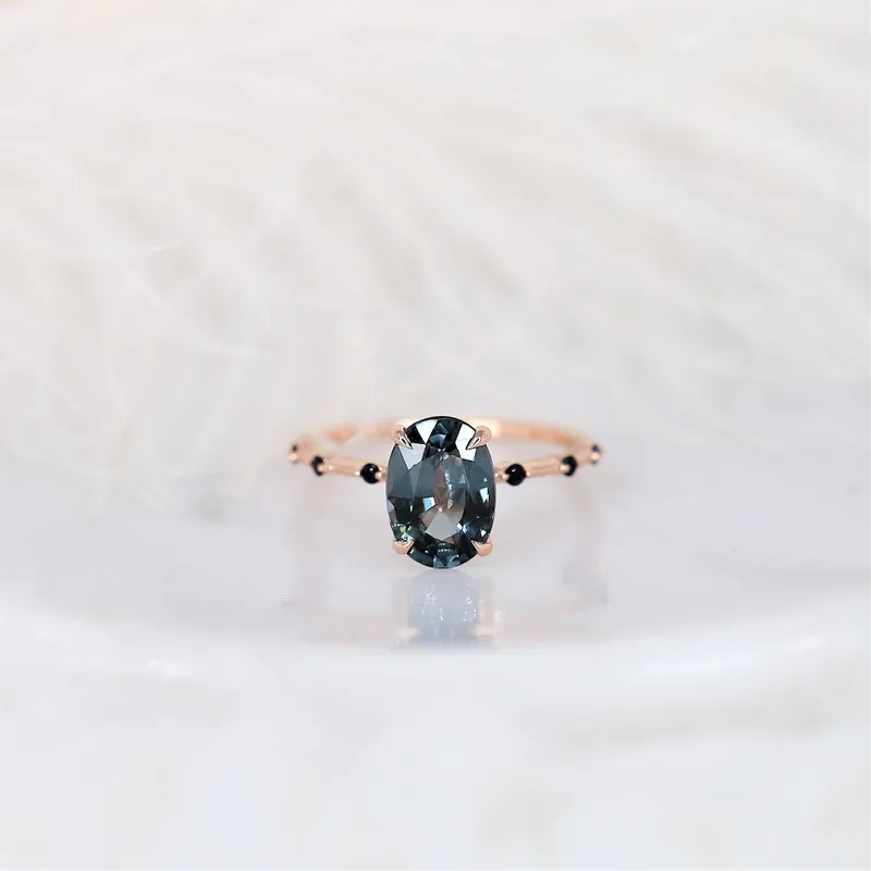 2.49ct Ready to Ship Alix 14kt Rose Gold Chrome Purple Spinel Diamond Dainty Oval Solitaire Ring view 2