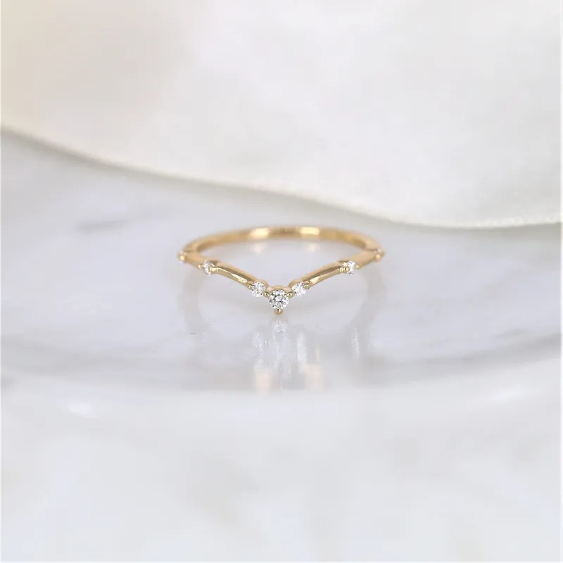 Callisto 14kt Gold Single Prong Diamond Chevron Cluster Ring view 2