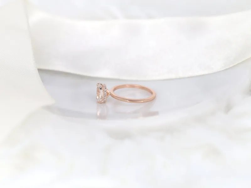 1.79ct Ready to Ship Tansy 14kt Rose Gold Faint Blush Champagne Sapphire Cushion Hidden Halo Ring view 5