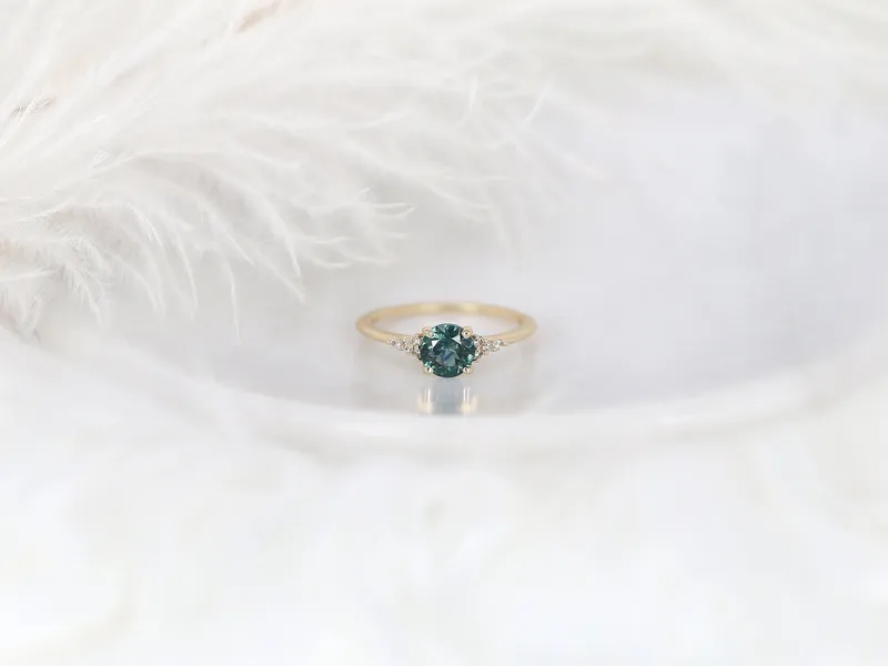 1ct Ready to Ship DIAMOND FREE Malia 14kt Gold Montana Teal Sapphire Dainty Cluster Ring vy 4