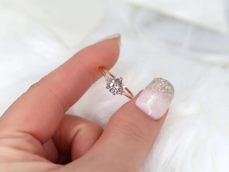 1.14ct Ready to Ship Juliet 14kt Rose Gold Blush Champagne Sapphire Diamond Cluster Ring vy 3