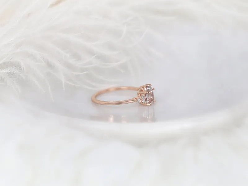 1.14ct Ready to Ship Juliet 14kt Rose Gold Blush Champagne Sapphire Diamond Cluster Ring vy 5