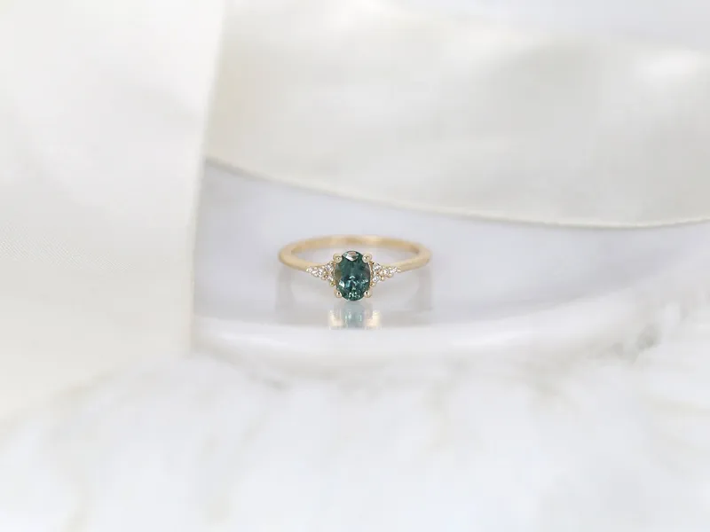 0.97ct Ready to Ship Maddy 14kt Gold Peacock Teal Montana Sapphire Dainty Cluster Ring vy 6