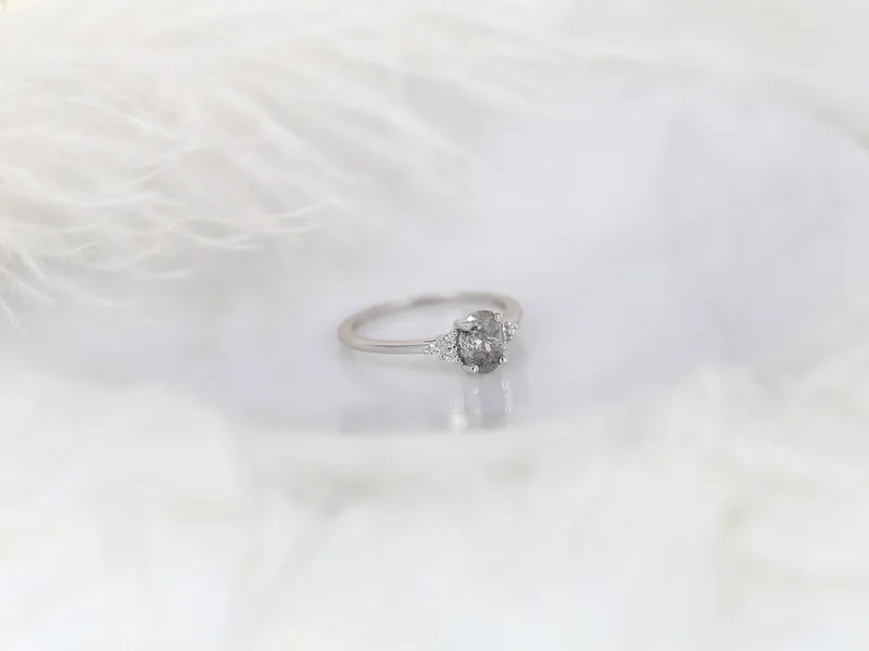 0.85ct Ready to Ship Juniper 14kt White Gold Raw Salt Pepper Diamond Cluster Ring vy 2