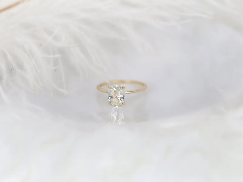 1.77ct Ready to Ship Layla 14kt Gold Butter Champagne Sapphire Minimalist Oval Solitaire Ring vy 5