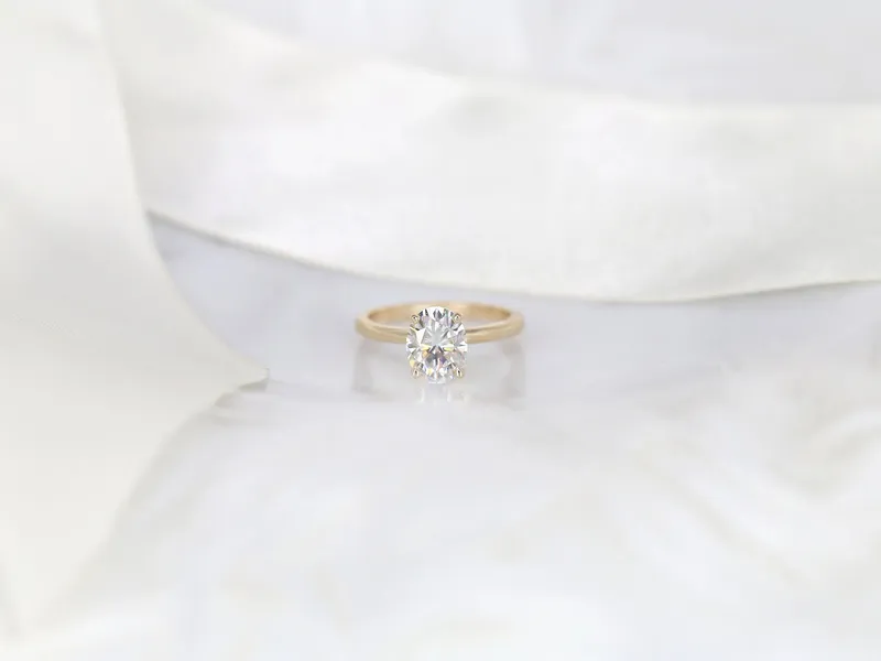 2ct Dakota 2MM 9x7mm 14kt Gold Moissanite Oval Solitaire Ring vy 6