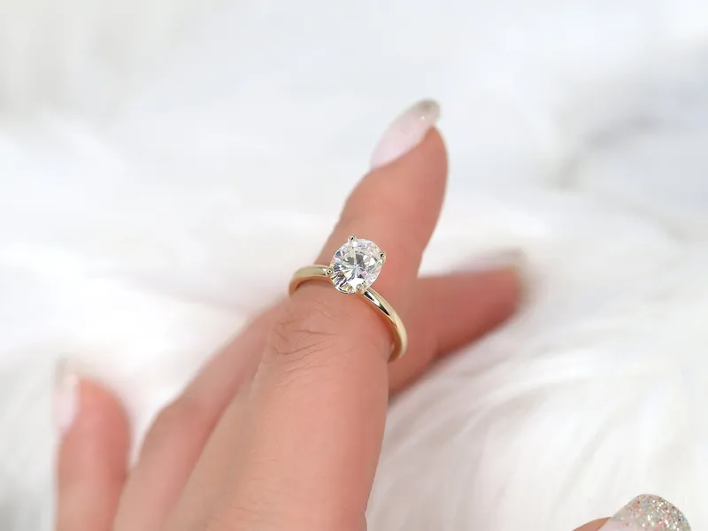 2ct Dakota 2MM 9x7mm 14kt Gold Moissanite Oval Solitaire Ring oval cut engagement ring