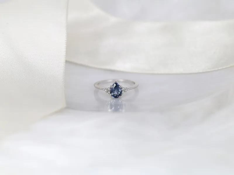 1.01ct Ready to Ship Juliet 14kt White Gold Lavender Purple Sapphire Diamond Pear Cluster Ring vy 4
