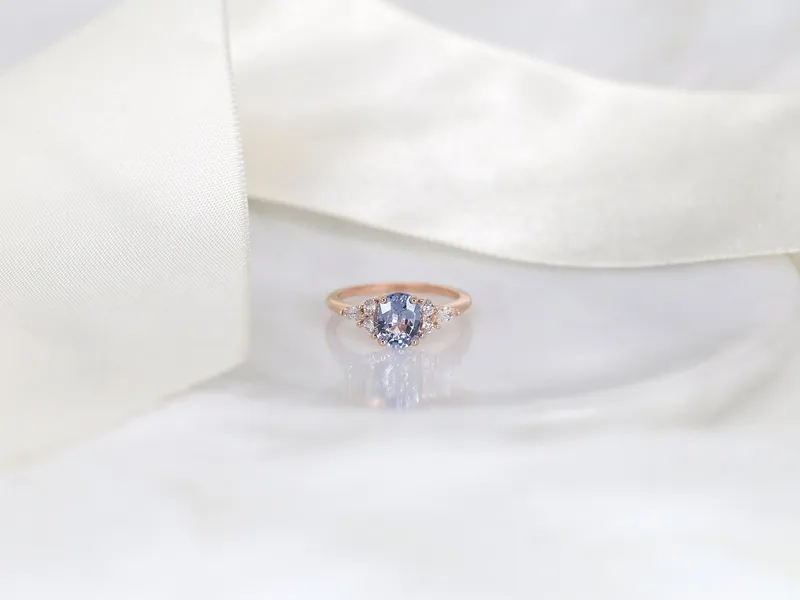 1.75ct Ready to Ship Thea 14kt Rose Gold Cornflower Sapphire Diamond Oval Cluster Ring view 2
