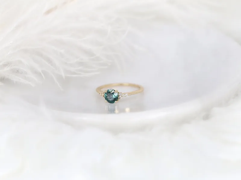1ct Ready to Ship DIAMOND FREE Malia 14kt Gold Montana Teal Sapphire Dainty Cluster Ring vy 5