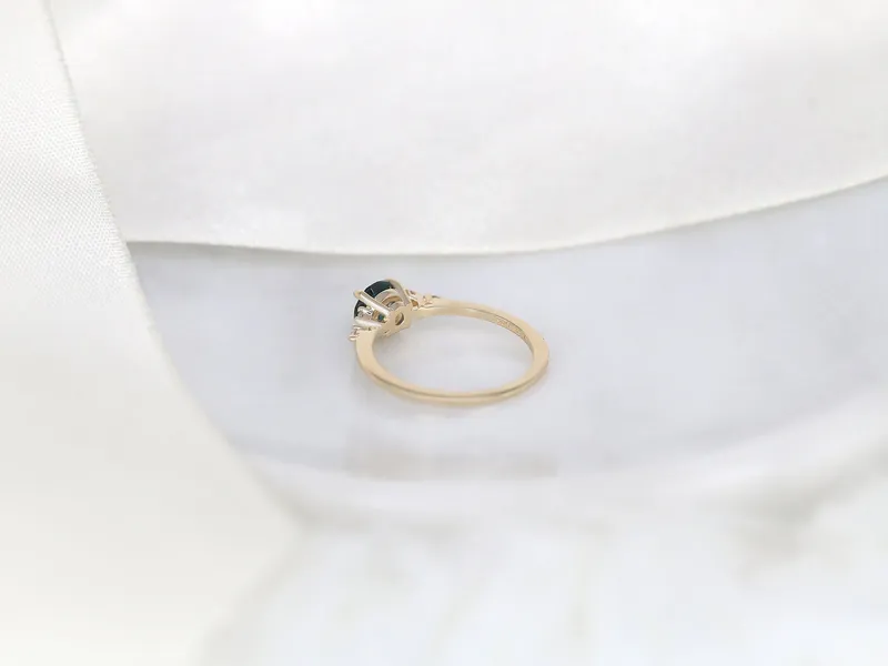 1ct Ready to Ship DIAMOND FREE Malia 14kt Gold Montana Teal Sapphire Dainty Cluster Ring vy 6