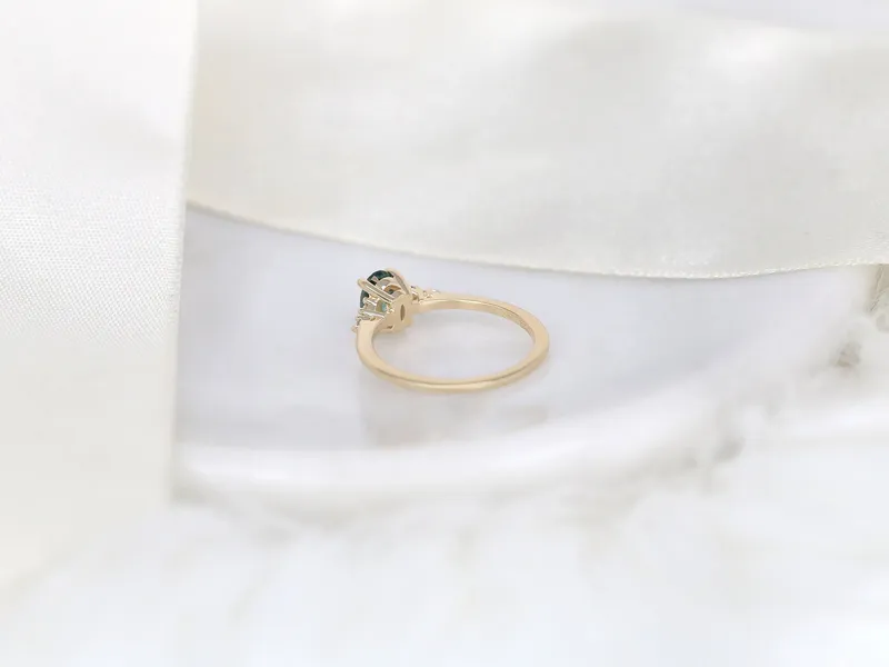 0.97ct Ready to Ship Maddy 14kt Gold Peacock Teal Montana Sapphire Dainty Cluster Ring vy 7