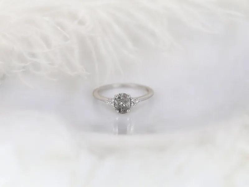 0.85ct Ready to Ship Juniper 14kt White Gold Raw Salt Pepper Diamond Cluster Ring vy 3