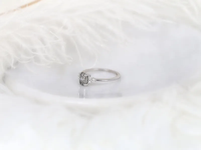 0.85ct Ready to Ship Juniper 14kt White Gold Raw Salt Pepper Diamond Cluster Ring vy 4