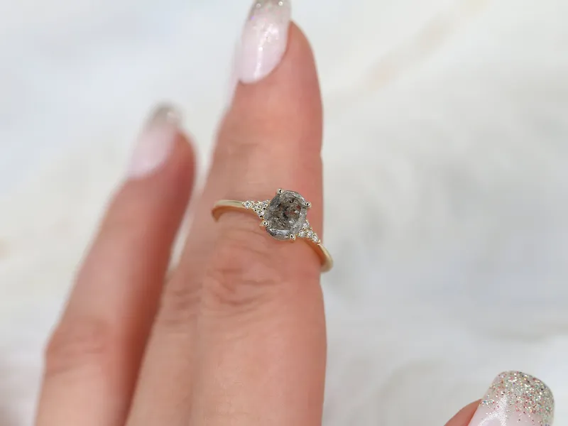 1.56ct Ready to Ship Maddy 14kt Gold Raw Salt and Pepper Diamond Cluster Ring diamond engagement ring