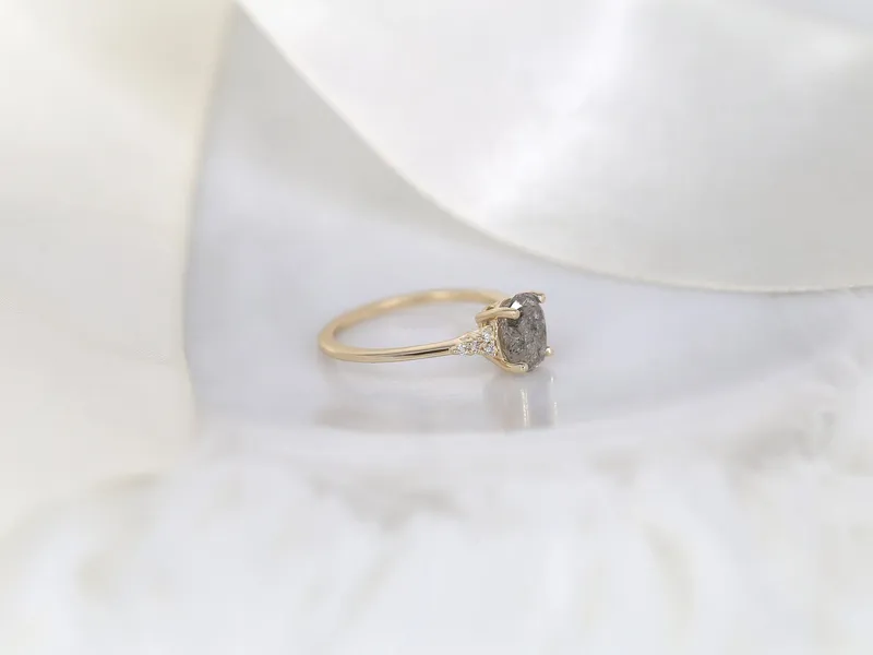 1.56ct Ready to Ship Maddy 14kt Gold Raw Salt and Pepper Diamond Cluster Ring vy 4
