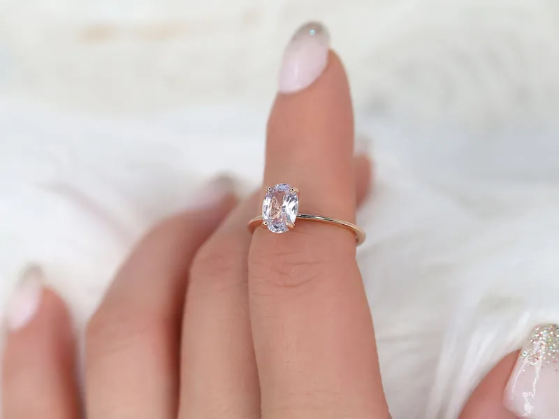 1.71ct Ready to Ship Layla 14kt Rose Gold Blush Lavender Sapphire Minimalist Oval Solitaire Ring view 7