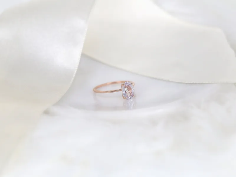 1.71ct Ready to Ship Layla 14kt Rose Gold Blush Lavender Sapphire Minimalist Oval Solitaire Ring sapphire oval cut engagement ring