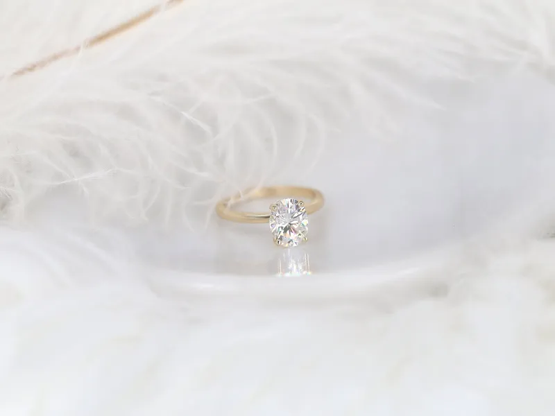 2ct Dakota 2MM 9x7mm 14kt Gold Moissanite Oval Solitaire Ring vy 3