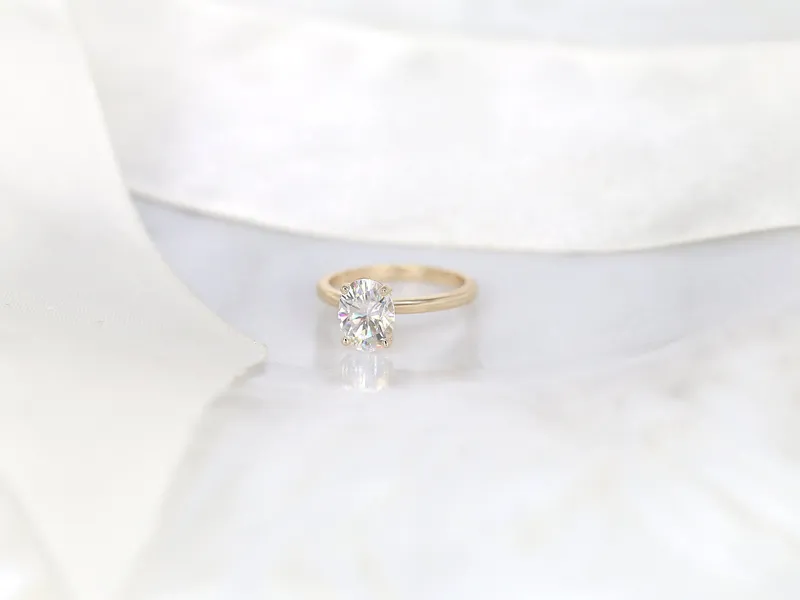 2ct Dakota 2MM 9x7mm 14kt Gold Moissanite Oval Solitaire Ring vy 5