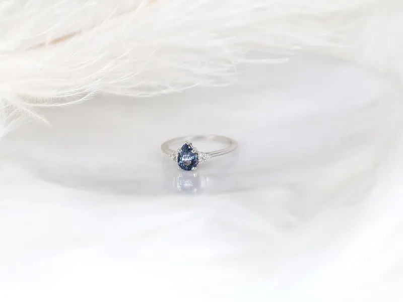 1.01ct Ready to Ship Juliet 14kt White Gold Lavender Purple Sapphire Diamond Pear Cluster Ring vy 6