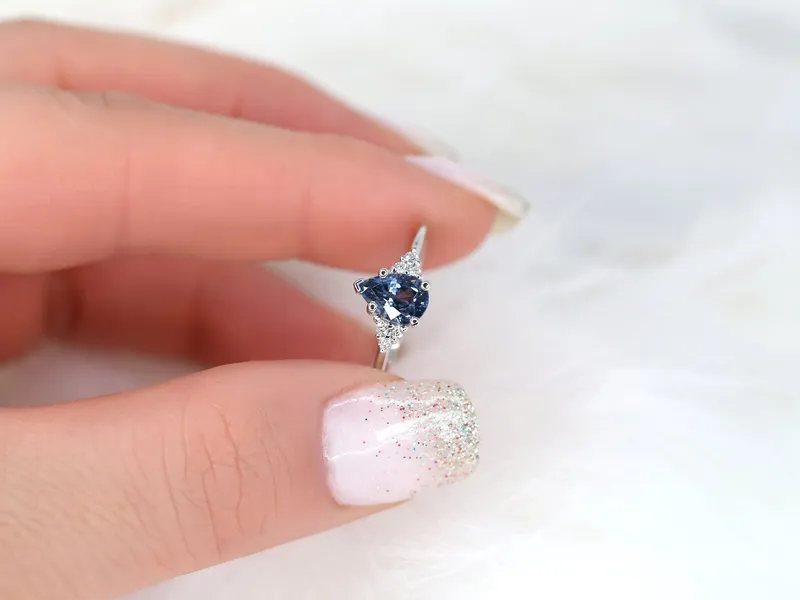1.01ct Ready to Ship Juliet 14kt White Gold Lavender Purple Sapphire Diamond Pear Cluster Ring vy 3