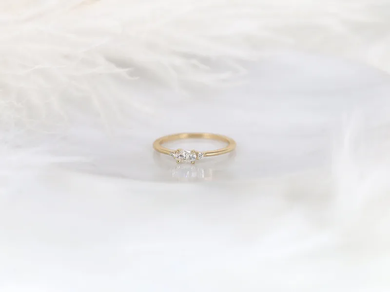 Wren 14kt Gold Diamond Ultra Dainty Three Stone Cluster Ring view 3