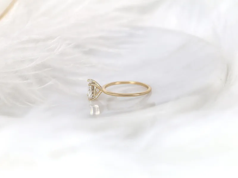 2ct Lulu 8mm 14kt Gold Moissanite Ultra Dainty Round Solitaire Ring vy 4
