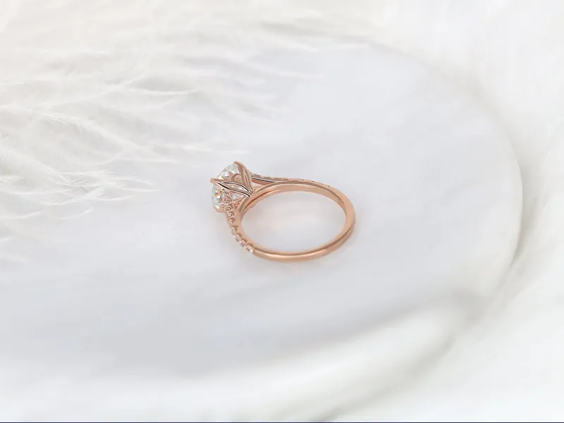 2ct Lotus 8mm 14kt Gold Moissanite Diamond Dainty Mermaid Split Round Solitaire Ring vy 2