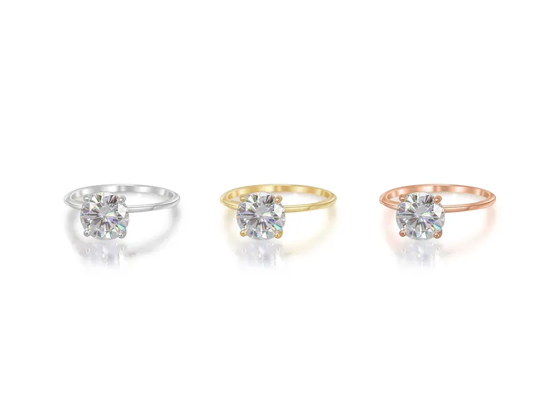 2ct Lulu 8mm 14kt Gold Moissanite Ultra Dainty Round Solitaire Ring vy 5