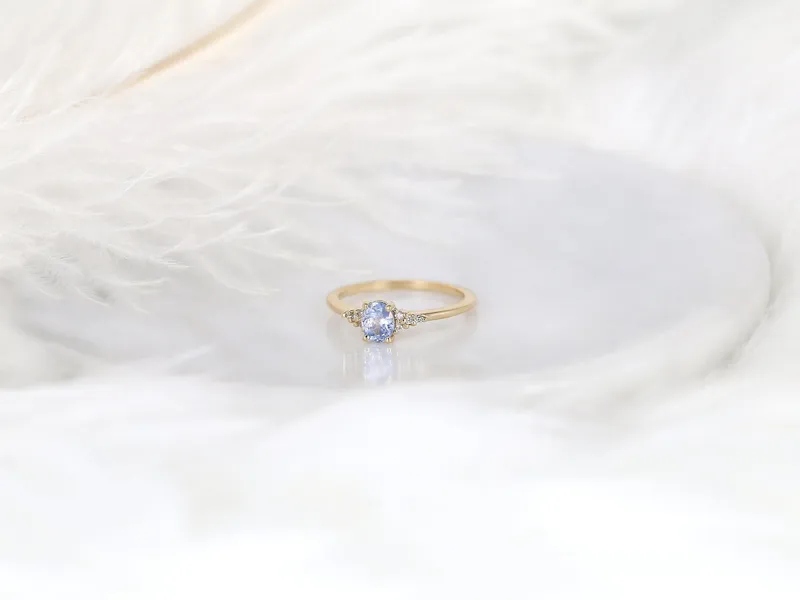 0.61ct Ready to Ship Maddy 14kt Gold Frosty Cornflower Sapphire Cluster Ring vy 2