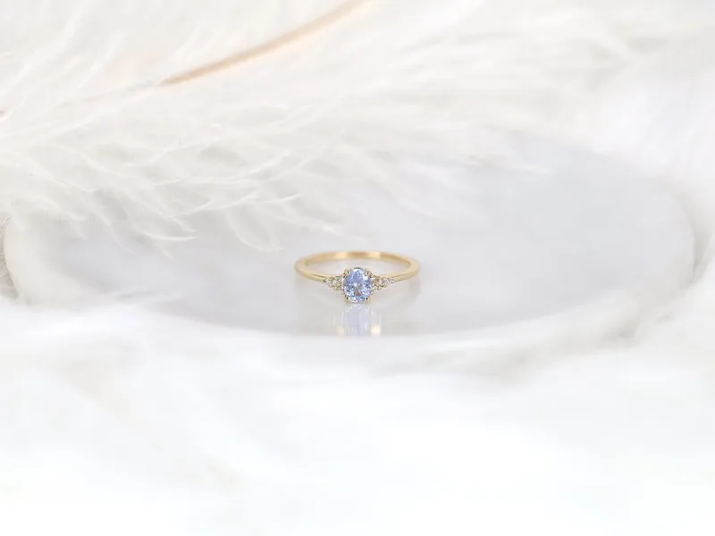 0.61ct Ready to Ship Maddy 14kt Gold Frosty Cornflower Sapphire Cluster Ring vy 3