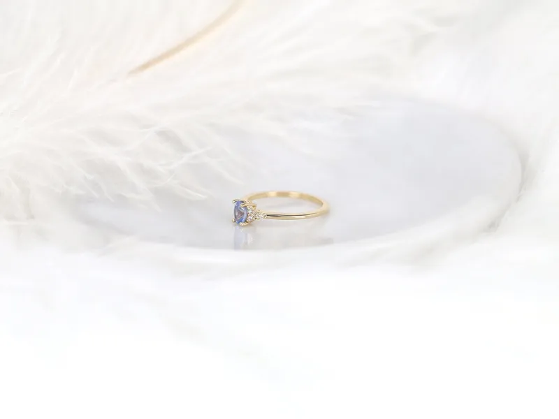 0.61ct Ready to Ship Maddy 14kt Gold Frosty Cornflower Sapphire Cluster Ring vy 6